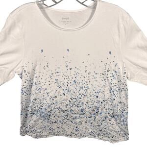 J. Jill Womens Dipped Hem Print‎ Tee Shirt Top Tunic Size XL White Blue